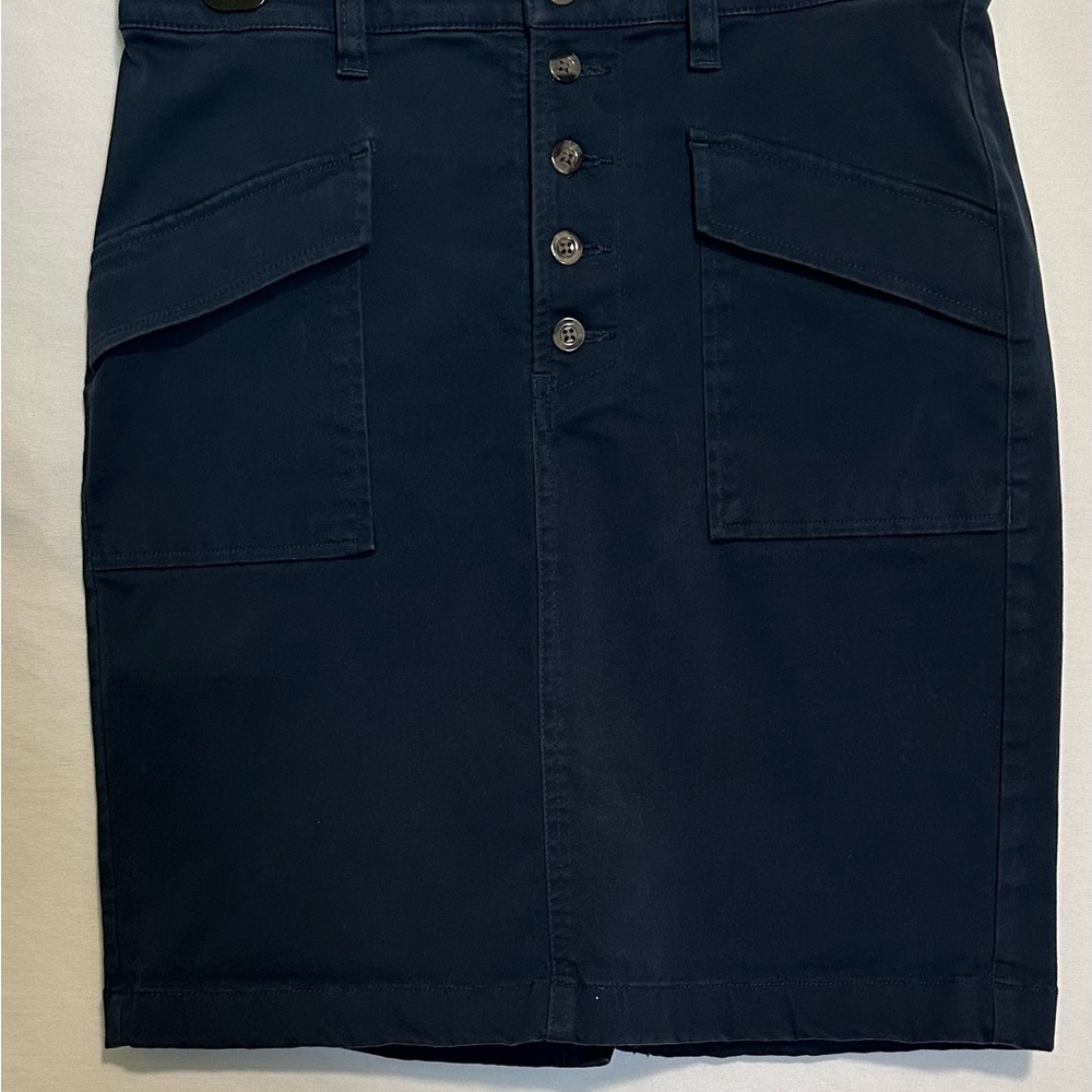 LOFT Navy Pencil Skirt with Front Buttons: Size 2P